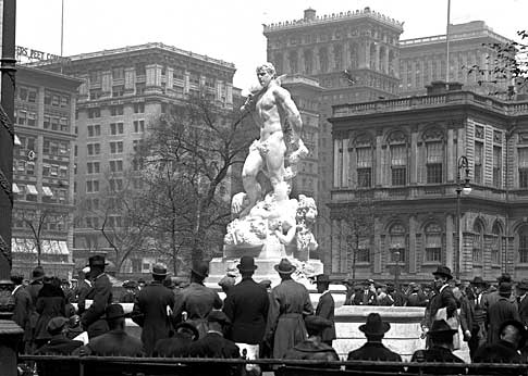 Civic Virtue in Manhattan's City Hall Park, circa 1940.