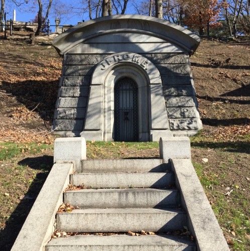 The Jerome Mausoleum at Green-Wood, where Leonard and Clara Jerome are interred.
