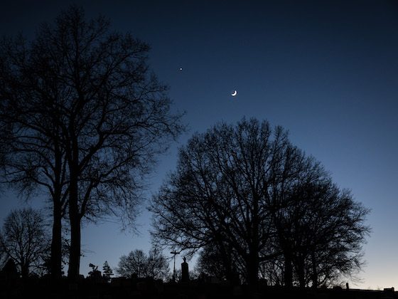 sunset cemetery silhouettes