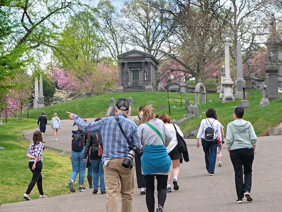 tour attendees walking