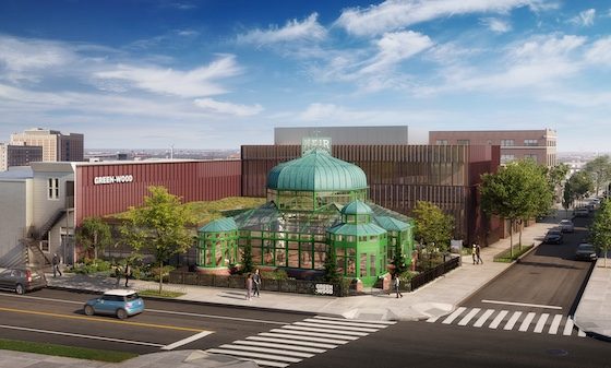 rendering of restored green-house and surrounding building